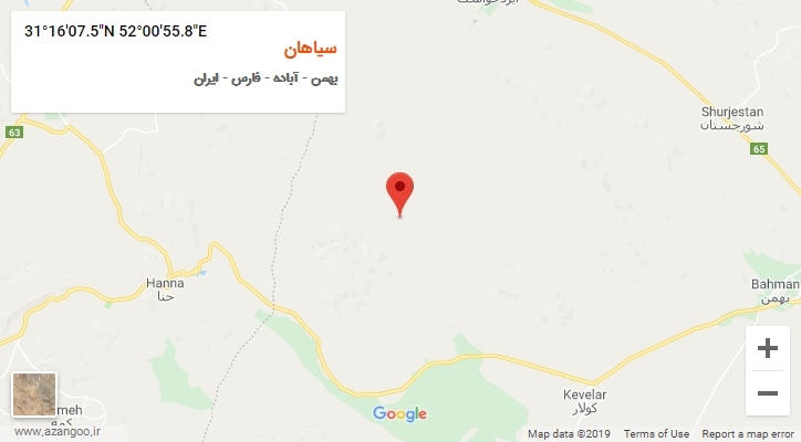 روستای سیاهان بر روی نقشه