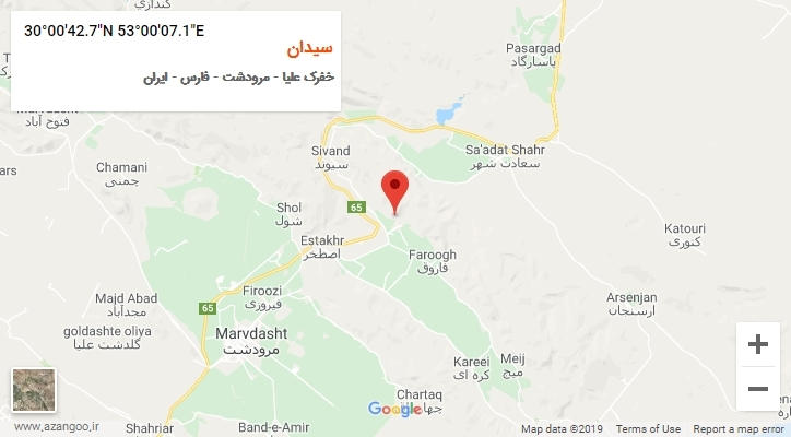 روستای سیدان بر روی نقشه