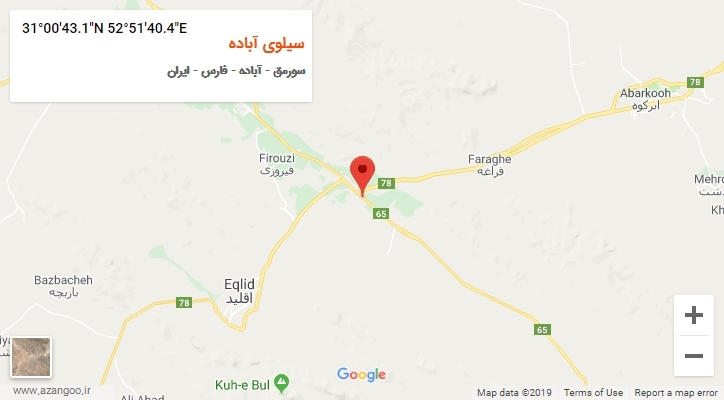 روستای سیلوی آباده بر روی نقشه