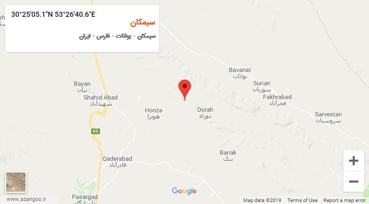 روستای سیمکان بر روی نقشه