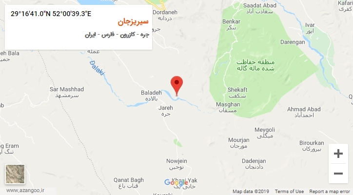 روستای سیریزجان بر روی نقشه