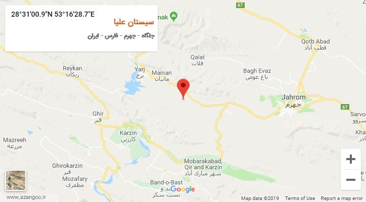 روستای سیستان علیا بر روی نقشه