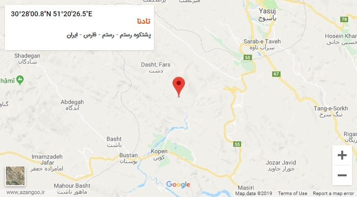 روستای تادنا بر روی نقشه