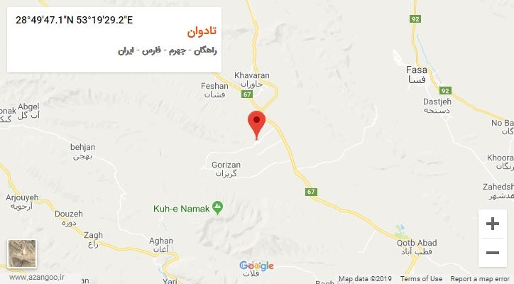 روستای تادوان بر روی نقشه