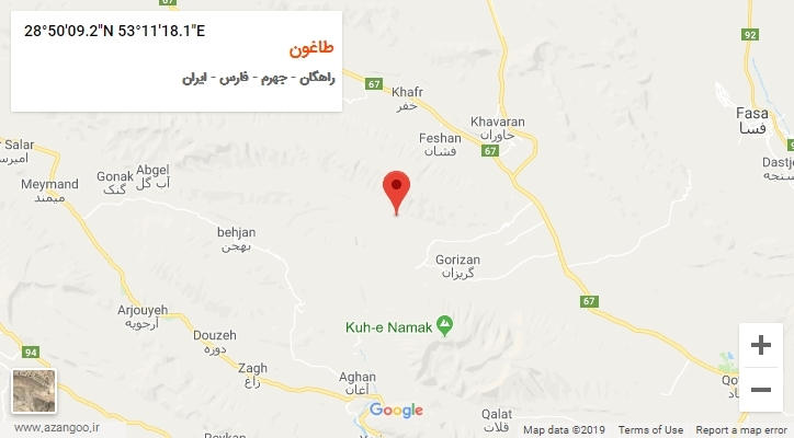 روستای طاغون بر روی نقشه
