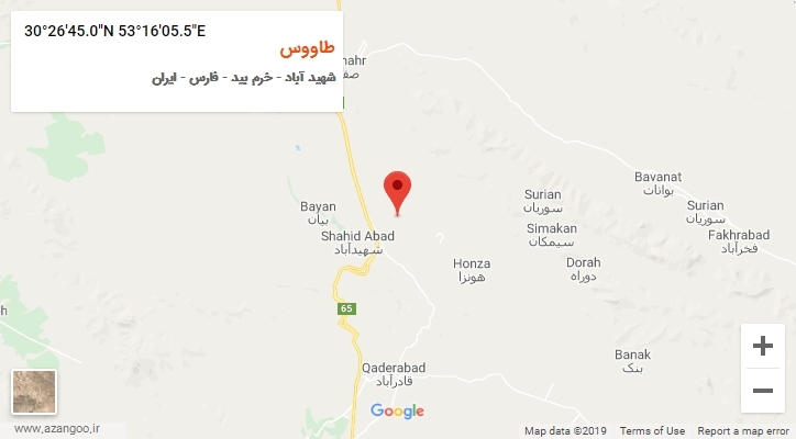 روستای طاووس بر روی نقشه
