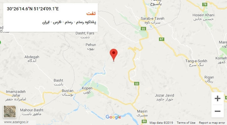 روستای تفت بر روی نقشه