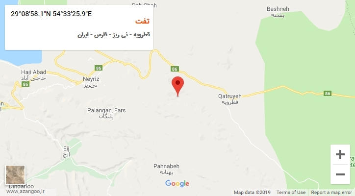 روستای تفت بر روی نقشه