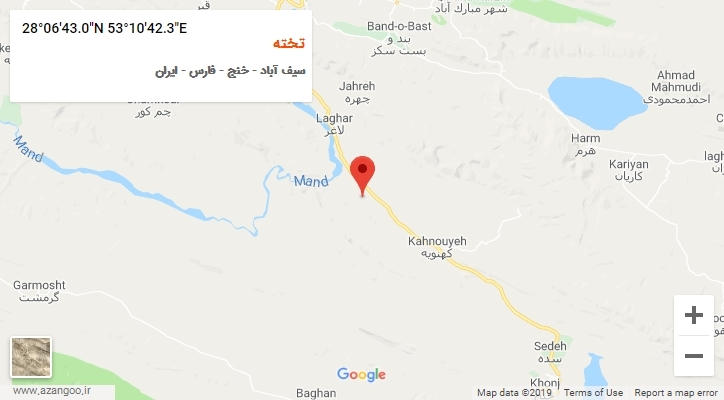 روستای تخته بر روی نقشه