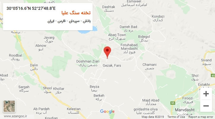 روستای تخته سنگ علیا بر روی نقشه