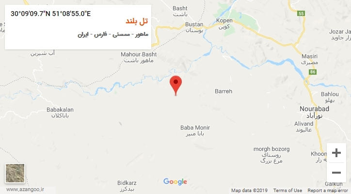 روستای تل بلند بر روی نقشه