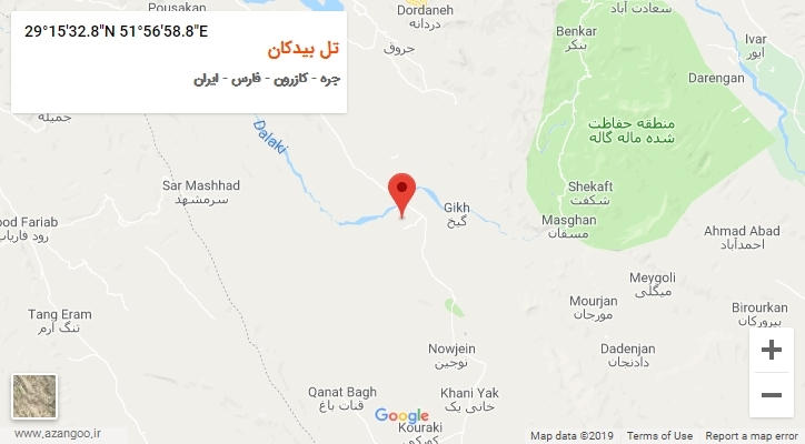 روستای تل بیدکان بر روی نقشه