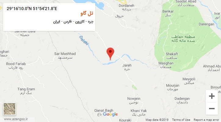 روستای تل گاو بر روی نقشه