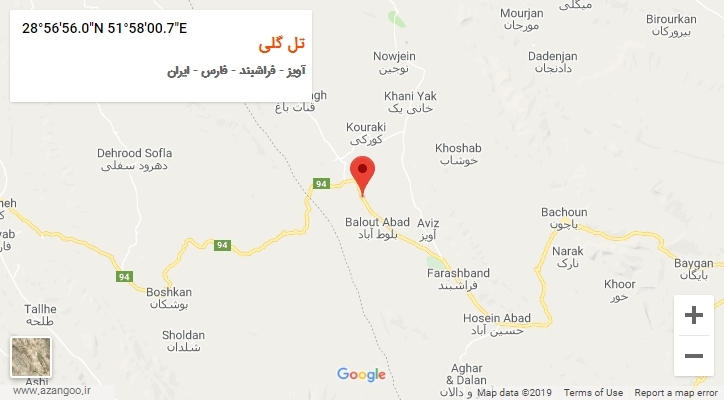 روستای تل گلی بر روی نقشه