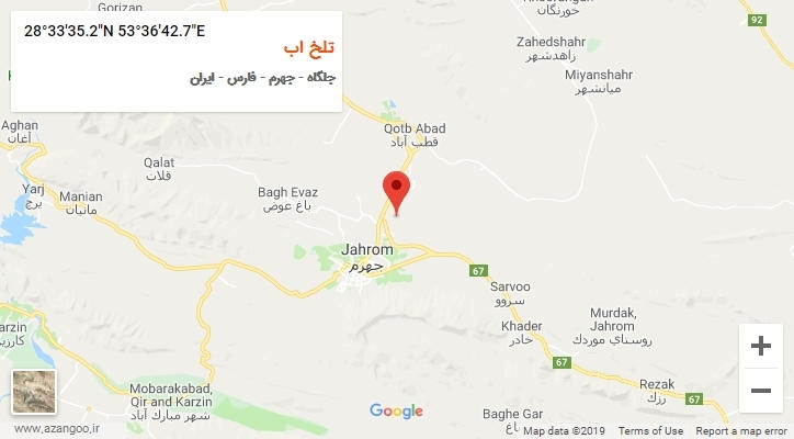 روستای تلخ اب بر روی نقشه