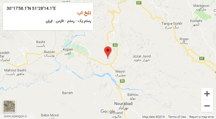 روستای تلخ اب بر روی نقشه
