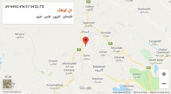روستای تل کوهک بر روی نقشه