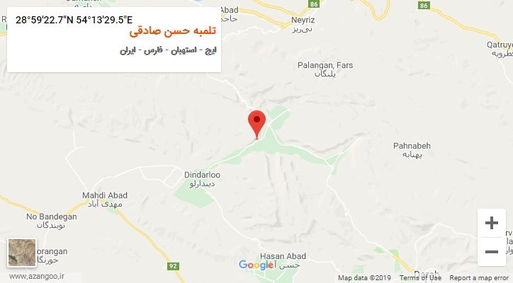 روستای تلمبه حسن صادقی بر روی نقشه