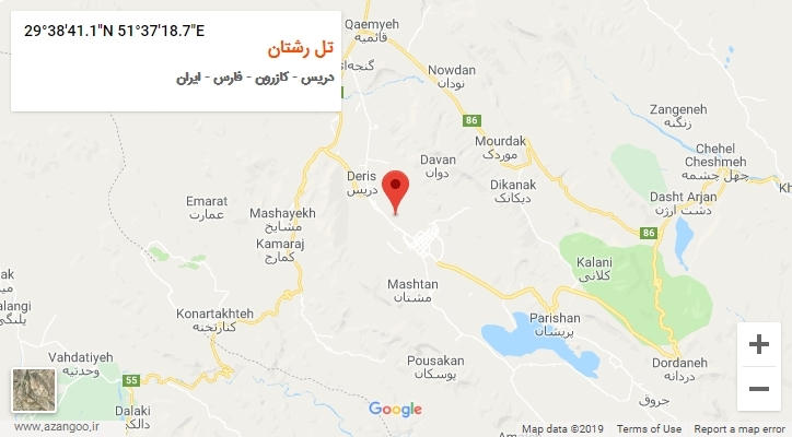 روستای تل رشتان بر روی نقشه