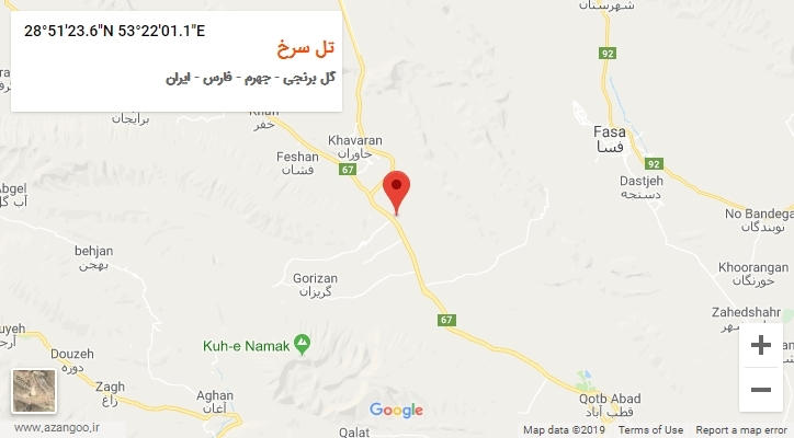 روستای تل سرخ بر روی نقشه