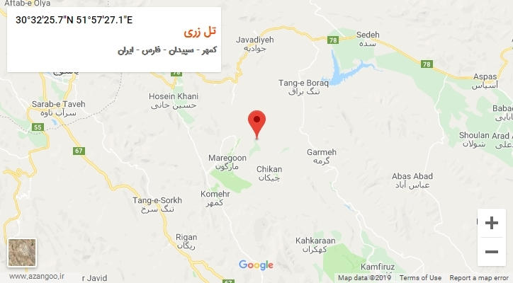 روستای تل زری بر روی نقشه
