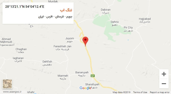 روستای تنگ اب بر روی نقشه