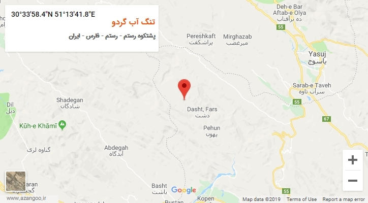 روستای تنگ آب گردو بر روی نقشه