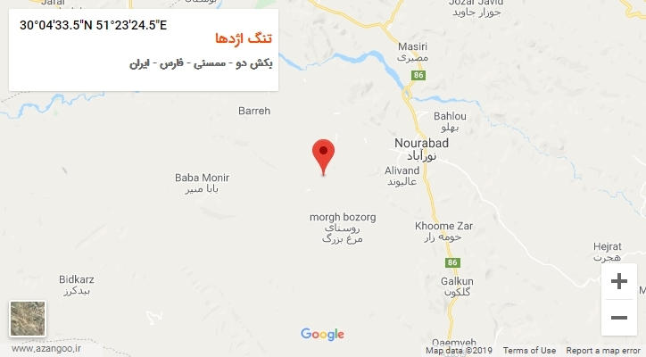 روستای تنگ اژدها بر روی نقشه