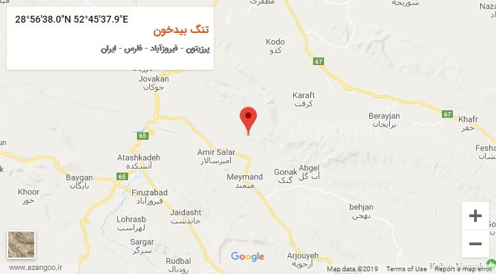 روستای تنگ بیدخون بر روی نقشه