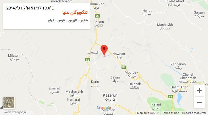روستای تنگچوگان علیا بر روی نقشه