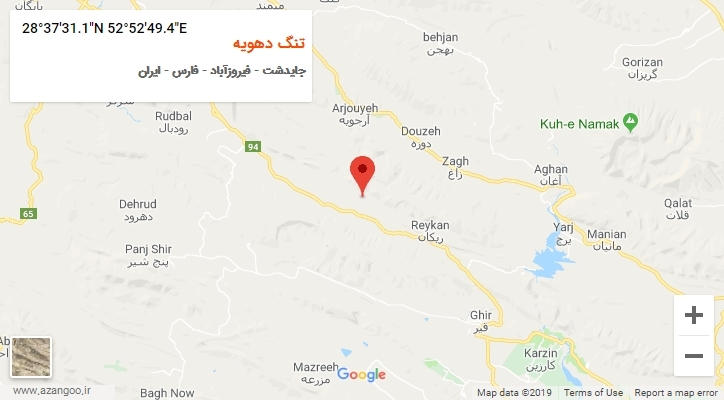 روستای تنگ دهویه بر روی نقشه