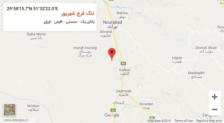 روستای تنگ فرج شهریور بر روی نقشه