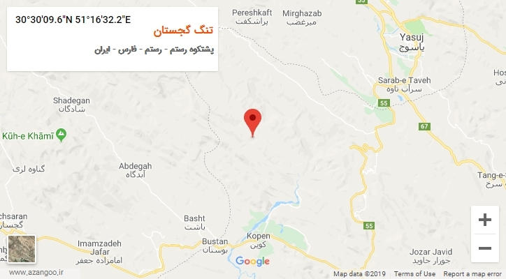روستای تنگ گجستان بر روی نقشه