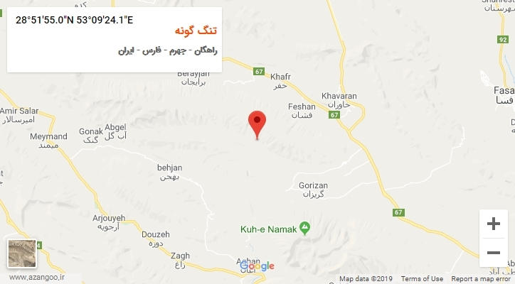 روستای تنگ گونه بر روی نقشه