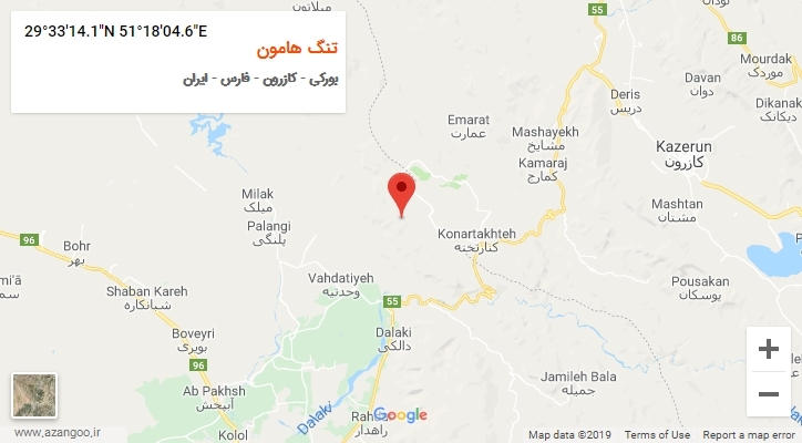 روستای تنگ هامون بر روی نقشه