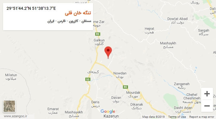 روستای تنگه خان قلی بر روی نقشه