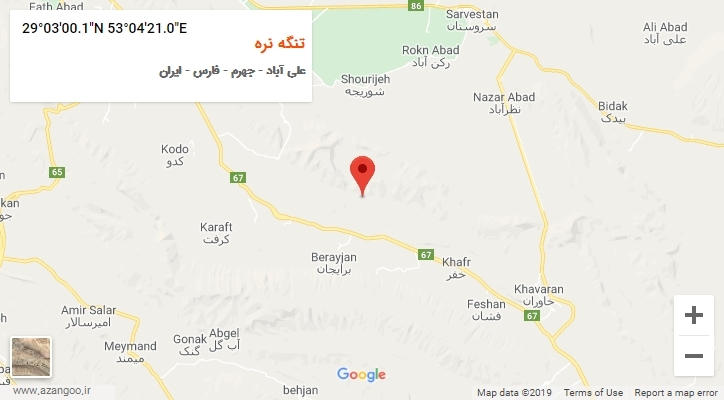 روستای تنگه نره بر روی نقشه