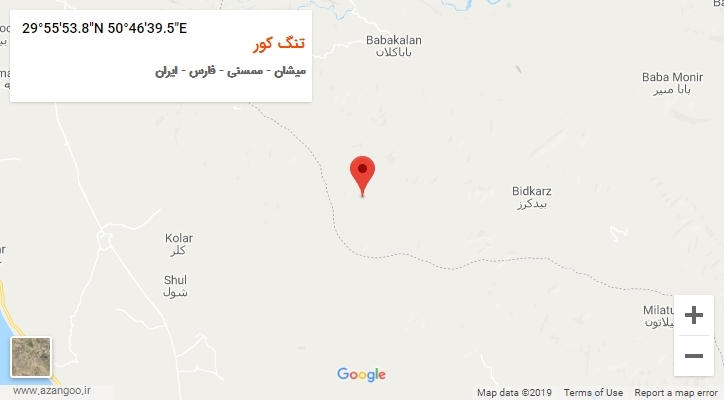 روستای تنگ کور بر روی نقشه