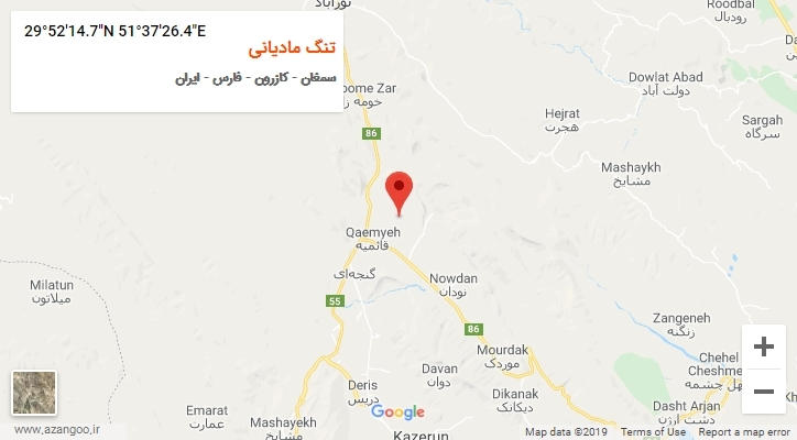 روستای تنگ مادیانی بر روی نقشه