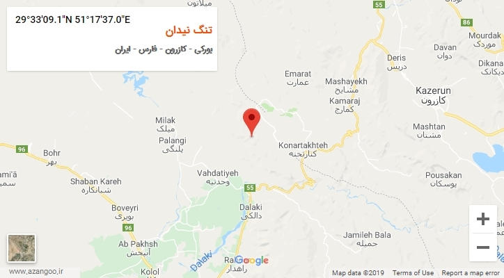 روستای تنگ نیدان بر روی نقشه
