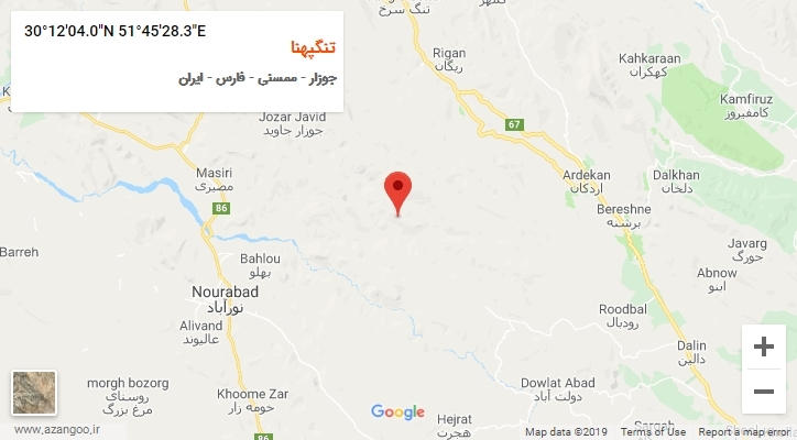 روستای تنگپهنا بر روی نقشه