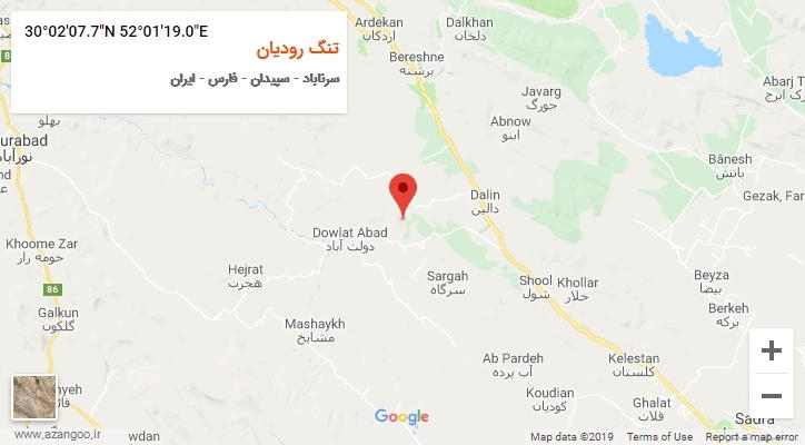 روستای تنگ رودیان بر روی نقشه