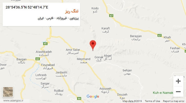 روستای تنگ ریز بر روی نقشه