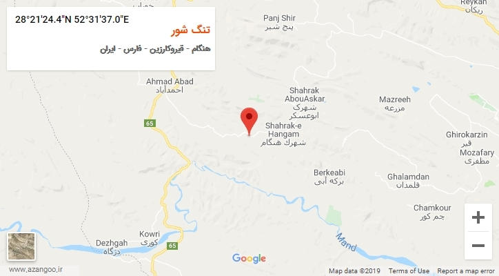 روستای تنگ شور بر روی نقشه