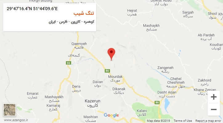 روستای تنگ شیب بر روی نقشه