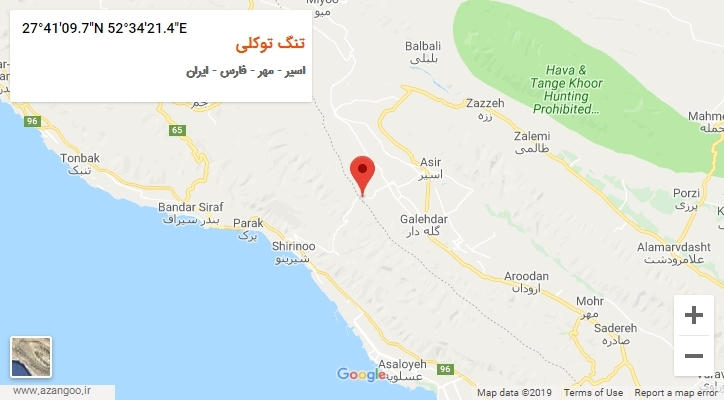 روستای تنگ توکلی بر روی نقشه