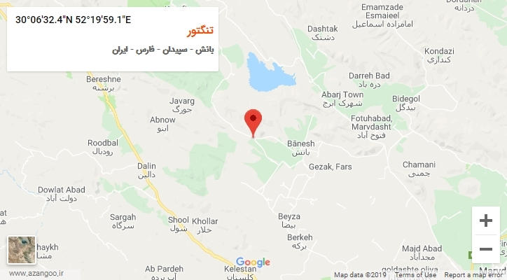 روستای تنگتور بر روی نقشه