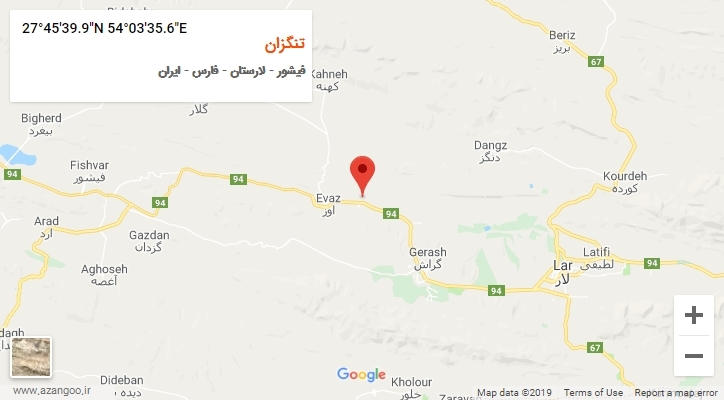 روستای تنگزان بر روی نقشه