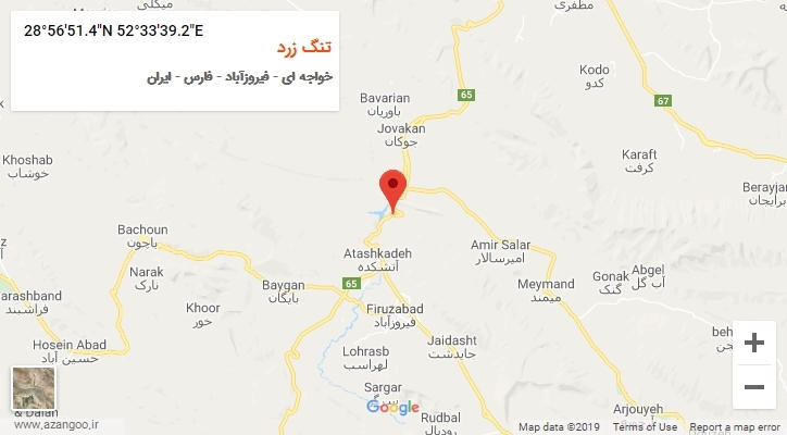 روستای تنگ زرد بر روی نقشه