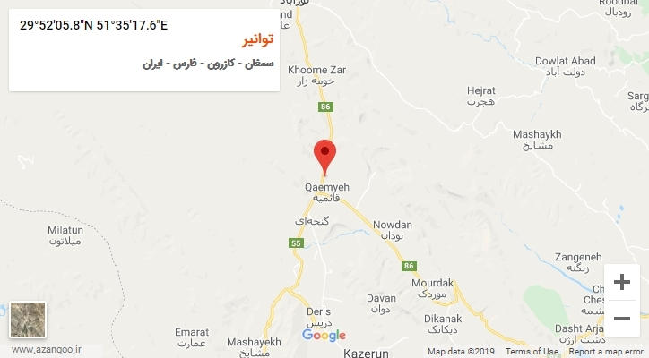 روستای توانیر بر روی نقشه